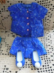 MELODY AMERICAN GIRL DOLL STARRY BLUE SUMMER PAJAMAS 2 PIECE OUTFIT, SLIPPERS